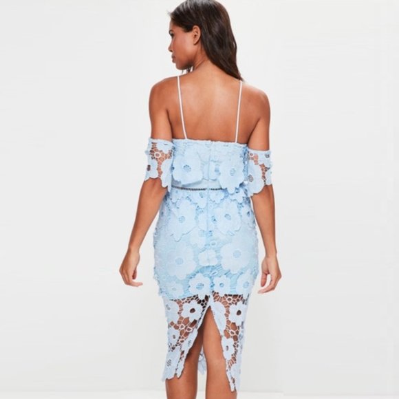 Missguided Strappy Frill Lace Midi Dress in Light Blue in Size 4 - Picture 2 of 3